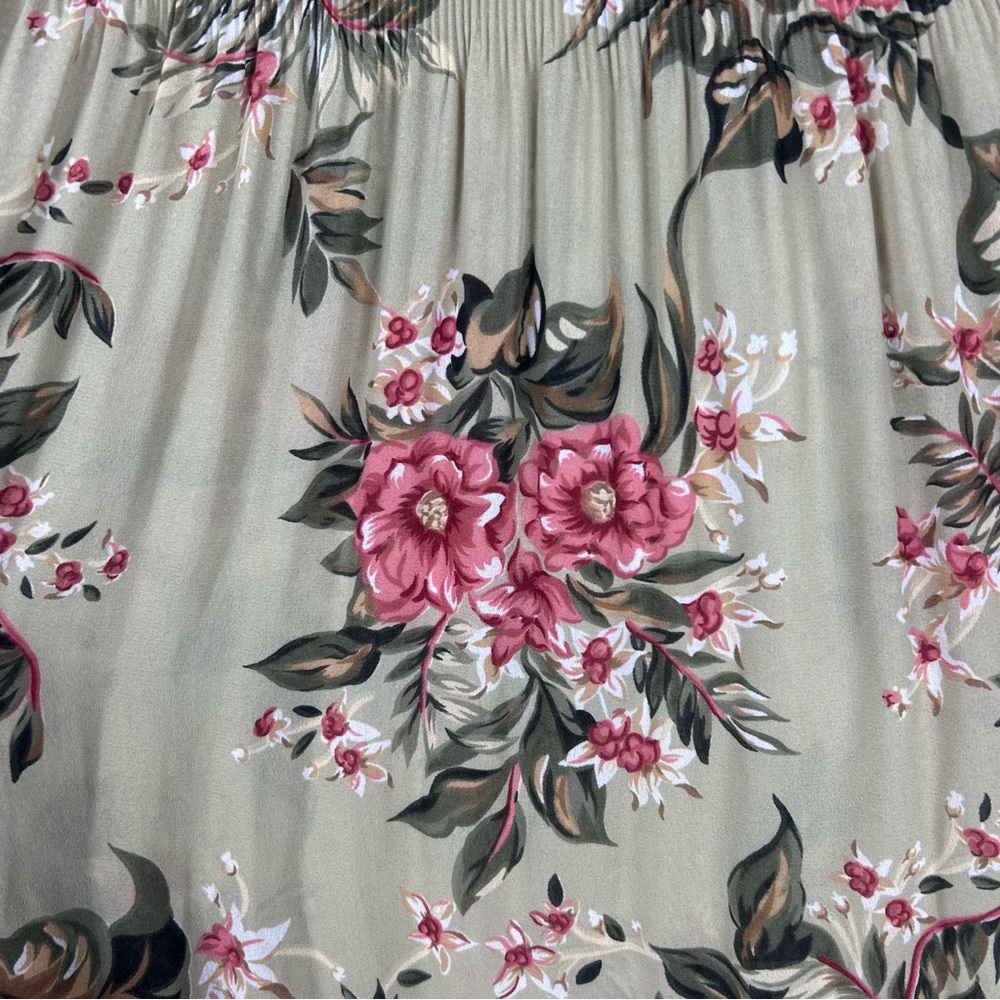 Sag Harbor Petite Vintage Floral Pleated Maxi Skirt Tan Pink - Picture 4 of 8